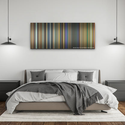 Bad Boys: Ride or Die color palette canvas above a bed, between two black pendant lamps