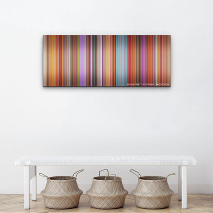 Elemental color palette canvas above a white bench with three woven baskets