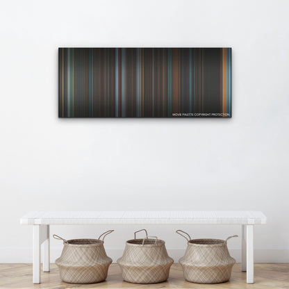 The Boogeyman color palette canvas above a white bench with three woven baskets