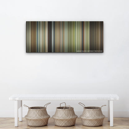 Civil War color palette canvas above a white bench with three woven baskets
