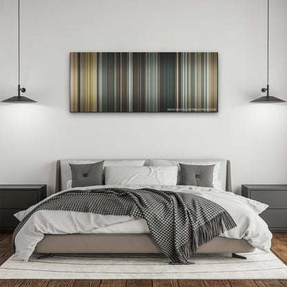 F9: The Fast Saga color palette canvas above a bed, between two black pendant lamps