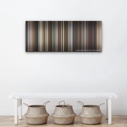 Monster Summer color palette canvas above a white bench with three woven baskets