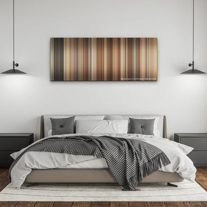 It Ends with Us color palette canvas above a bed, between two black pendant lamps