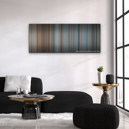 BlackBerry color palette canvas above a black sofa with a gold-topped table