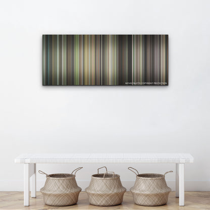 Where the Crawdads Sing color palette canvas above a white bench with three woven baskets