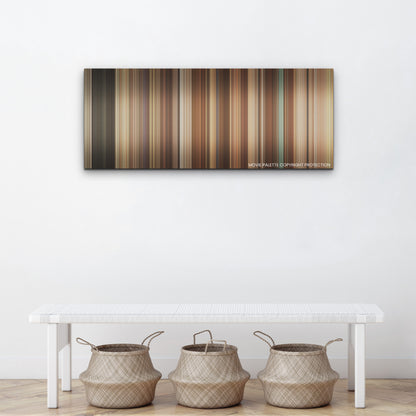 It Ends with Us color palette canvas above a white bench with three woven baskets