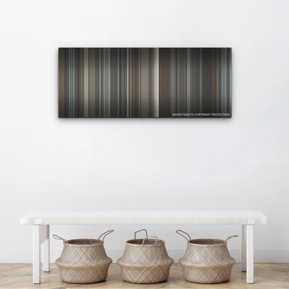 The Equalizer 3 color palette canvas above a white bench with three woven baskets