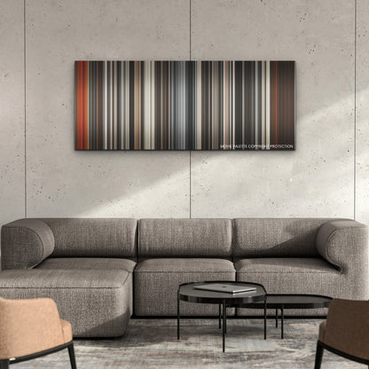 Dune: Part Two color palette canvas on a concrete wall above a gray sectional sofa