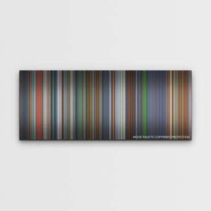 The Witcher: Nightmare of the Wolf color palette canvas print: thousands of thin vertical stripes of color