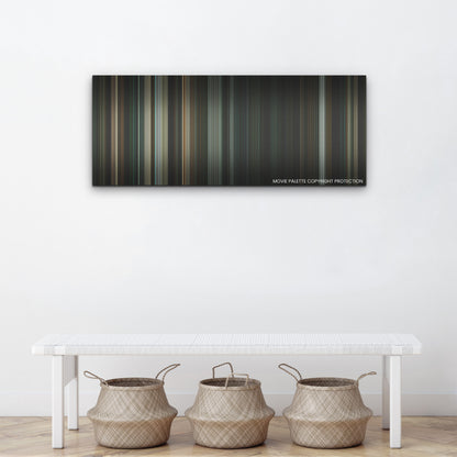 Without Remorse color palette canvas above a white bench with three woven baskets