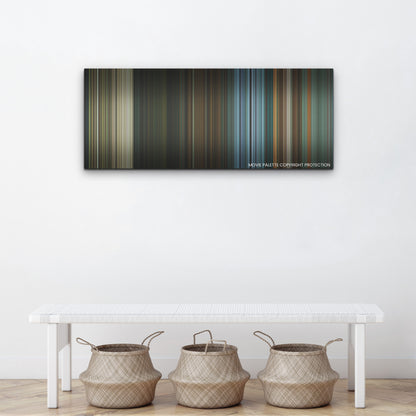 Boy Kills World color palette canvas above a white bench with three woven baskets