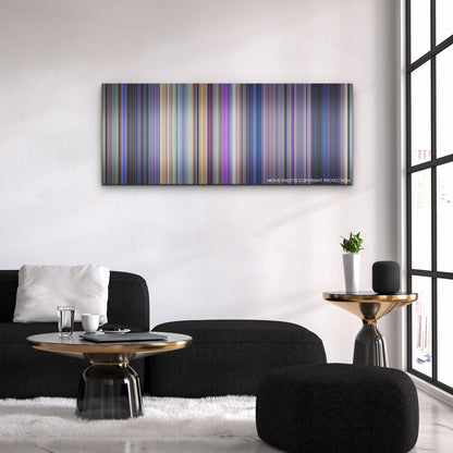 Space Jam: A New Legacy color palette canvas above a black sofa with a gold-topped table