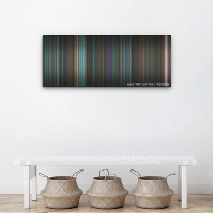 Venom: Let There Be Carnage color palette canvas above a white bench with three woven baskets