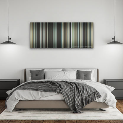 The Banshees of Inisherin color palette canvas above a bed, between two black pendant lamps