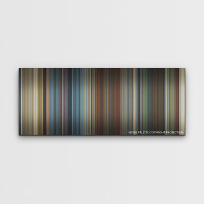 Red Notice color palette canvas print: thousands of thin vertical stripes of color