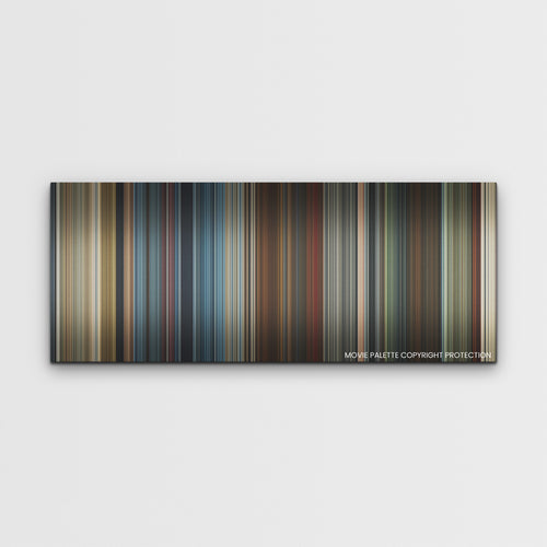 Red Notice color palette canvas print: thousands of thin vertical stripes of color