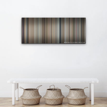 Pain Hustlers color palette canvas above a white bench with three woven baskets