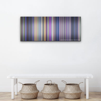 Space Jam: A New Legacy color palette canvas above a white bench with three woven baskets