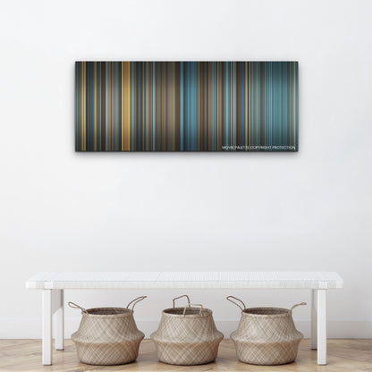Napoleon color palette canvas above a white bench with three woven baskets