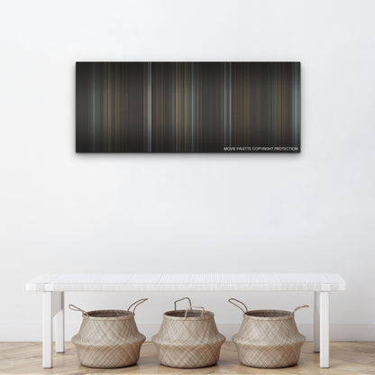 Immaculate color palette canvas above a white bench with three woven baskets