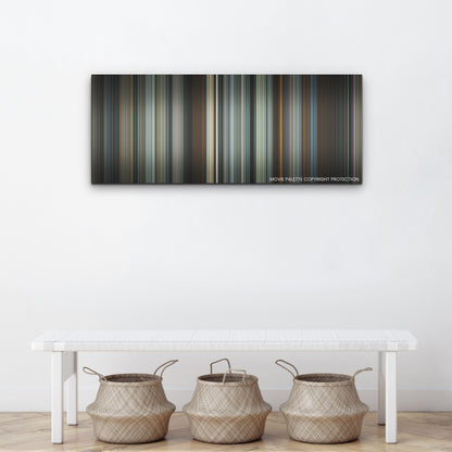 To Catch a Killer color palette canvas above a white bench with three woven baskets