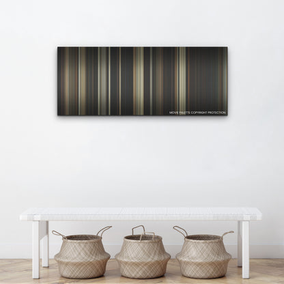 Five Nights at Freddy's color palette canvas above a white bench with three woven baskets