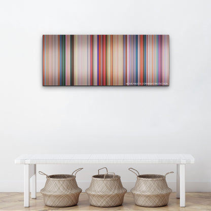 The Super Mario Bros. Movie color palette canvas above a white bench with three woven baskets