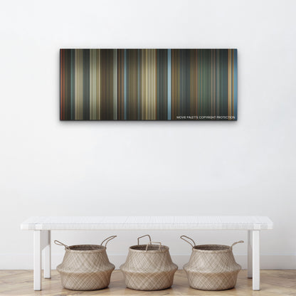 Rebel Moon - Part One: A Child of Fire color palette canvas above a white bench with three woven baskets