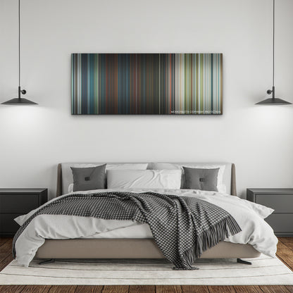 Meg 2: The Trench color palette canvas above a bed, between two black pendant lamps
