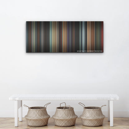 All of Us Strangers color palette canvas above a white bench with three woven baskets