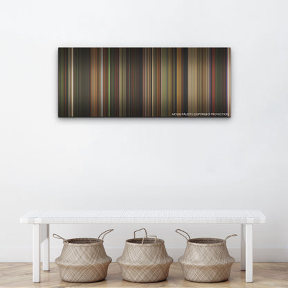 Love Lies Bleeding color palette canvas above a white bench with three woven baskets