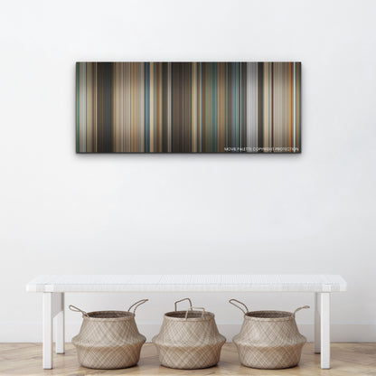 Fast X color palette canvas above a white bench with three woven baskets