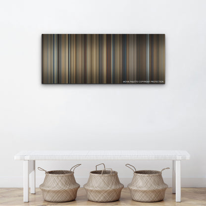 Gladiator II color palette canvas above a white bench with three woven baskets