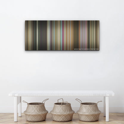 IF color palette canvas above a white bench with three woven baskets