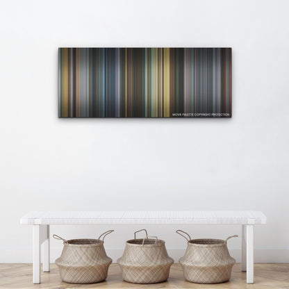 Shang-Chi and the Legend of the Ten Rings color palette canvas above a white bench with three woven baskets