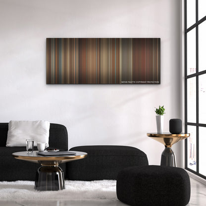 Amsterdam color palette canvas above a black sofa with a gold-topped table