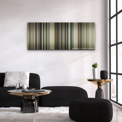 The Boys in the Boat color palette canvas above a black sofa with a gold-topped table
