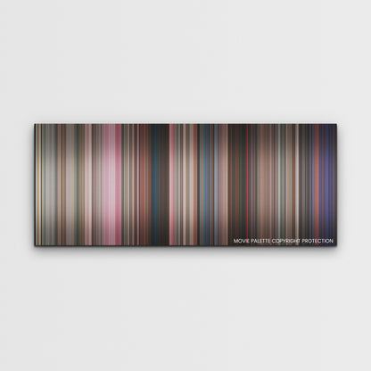 Mean Girls color palette canvas print: thousands of thin vertical stripes of color