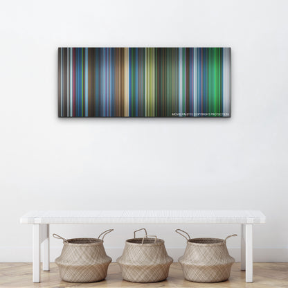 Aquaman and the Lost Kingdom color palette canvas above a white bench with three woven baskets