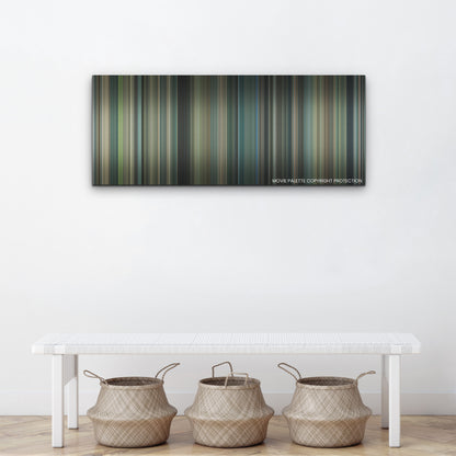 Air color palette canvas above a white bench with three woven baskets