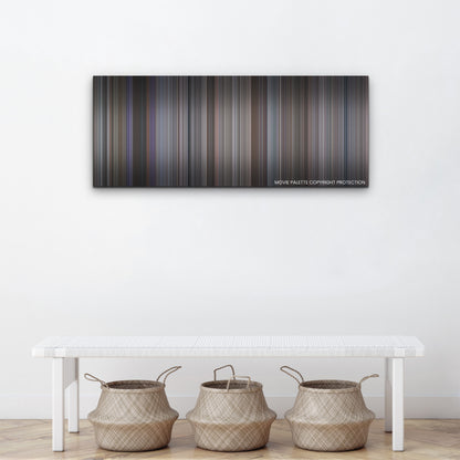 Gran Turismo color palette canvas above a white bench with three woven baskets