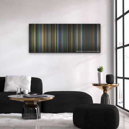 Snake Eyes color palette canvas above a black sofa with a gold-topped table