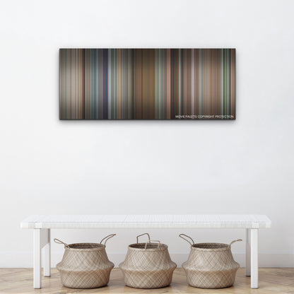 Upgraded color palette canvas above a white bench with three woven baskets