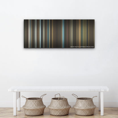 Watcher color palette canvas above a white bench with three woven baskets