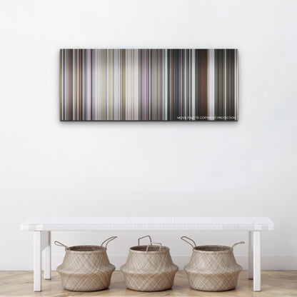 Missing color palette canvas above a white bench with three woven baskets