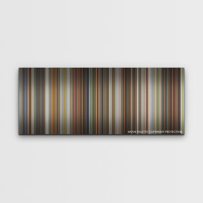 Three Thousand Years of Longing color palette canvas print: thousands of thin vertical stripes of color