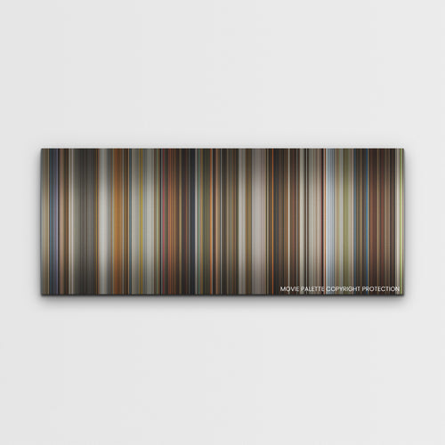 Three Thousand Years of Longing color palette canvas print: thousands of thin vertical stripes of color