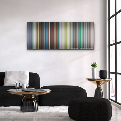 Sonic the Hedgehog 2 color palette canvas above a black sofa with a gold-topped table