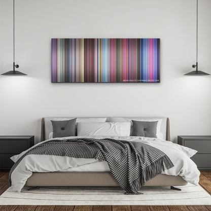 Puss in Boots: The Last Wish color palette canvas above a bed, between two black pendant lamps