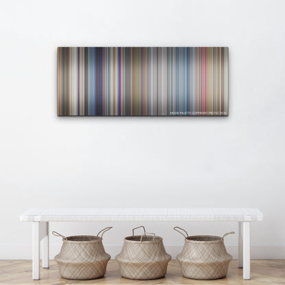 Lift color palette canvas above a white bench with three woven baskets